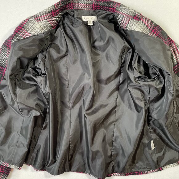 Kim Rogers Plaid Blazer Pink Black Gray Classic Tailored Lined Size 12P - Picture 8 of 15